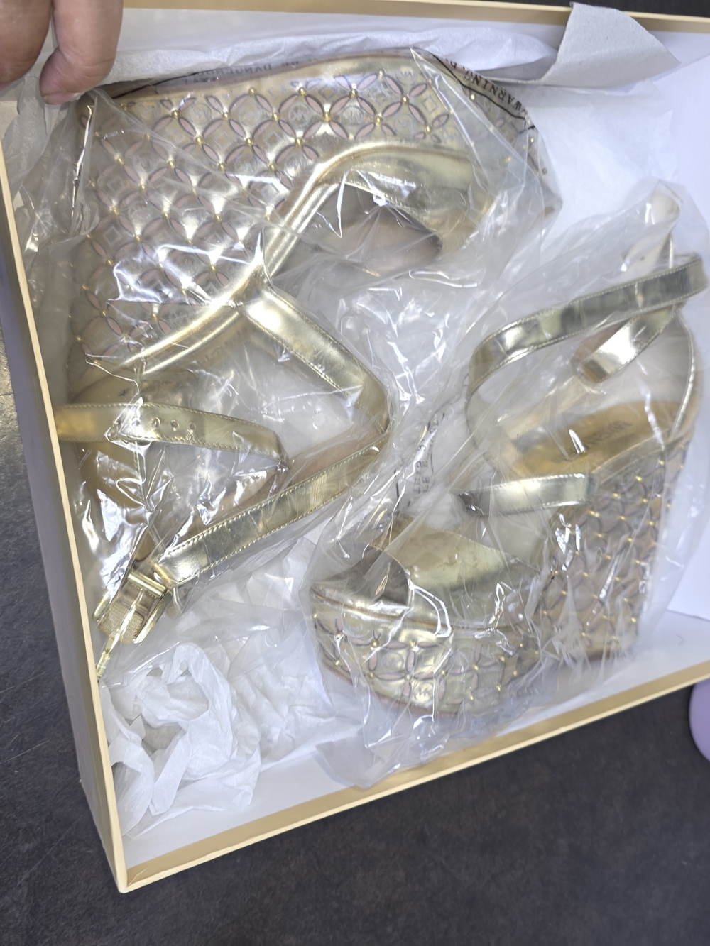 MICHAEL Michael Kors Metallic Gold Quilted Platform Wedge Sandals